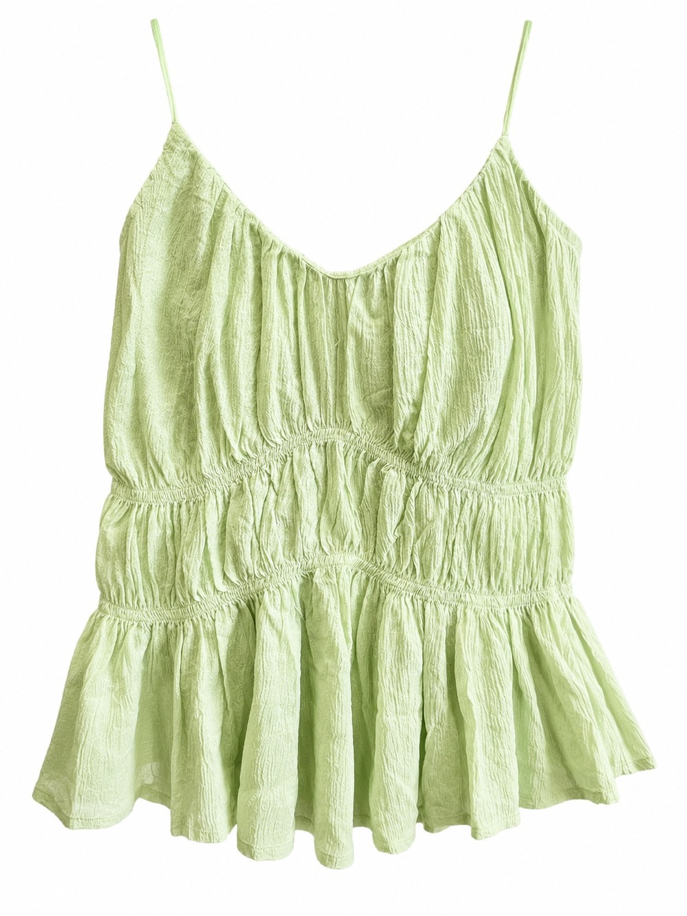NWT LOFT Mint Green Smocked Peplum Cami Tank Adjustable Straps Size M